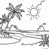 Tropical Island Sunset Coloring Page 16331 12877 sketch template