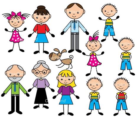 INSTANT Download. Cst_stick_figure_family_1. Family Clip Art. - Etsy | Stick figure family ...