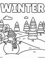 Winter Scene Coloring Page sketch template