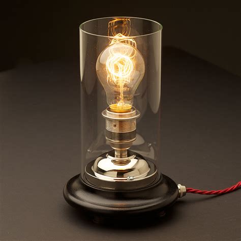 Vintage Glass tube Nickel Table lamp
