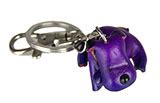 Leather Keychain - Sleeping Purple Dog