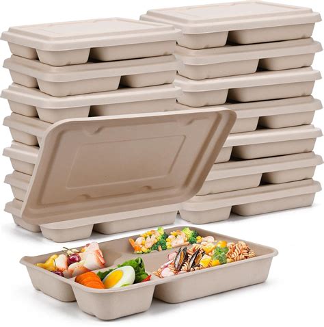 Kaderron 11"x8.7" Take Out Food Containers with Lids, 4 Compartment 25 ...