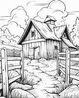 Barn Coloring Page With A Fence  Premium AI Generated Image sketch template