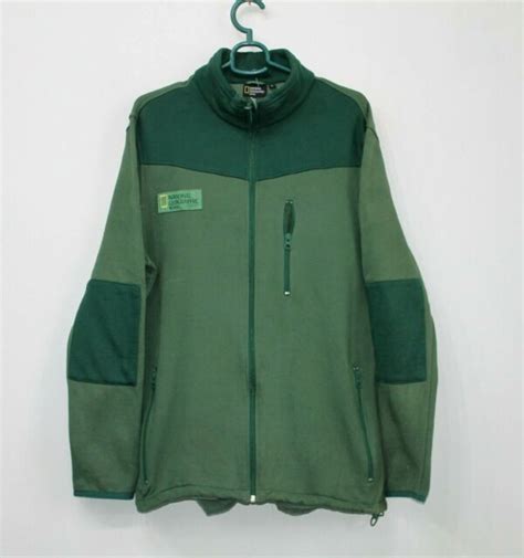 Mens National Geographic Travel Collection Zip Up Fleece Jacket, XL, Green Black | eBay