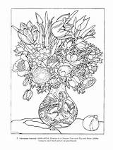 Dover Color Your Own Great Flower Paintings  Famous Art coloring sketch template