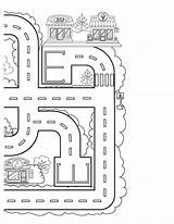 Road Map Coloring Page sketch template