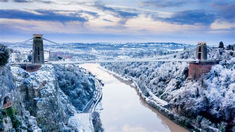 Download Cliff Landscape Snow Winter River England Clifton Bridge Man ...