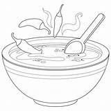 Bowl Of Hot Chili Soup Vector Black And White Coloring Page Stock  sketch template