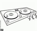 Dual turntable For DJ coloring Page Printable Game sketch template