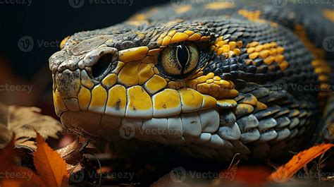 Close-up photo of a Python looking in their habitat. Generative AI ...