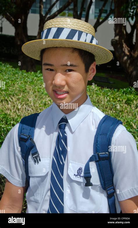 Asian school boy aged 13 in uniform in Sydney Australia in New South Wales Stock Photo - Alamy