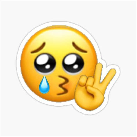 "teary eyed peace sign emoji" Sticker by alexanconner | Redbubble