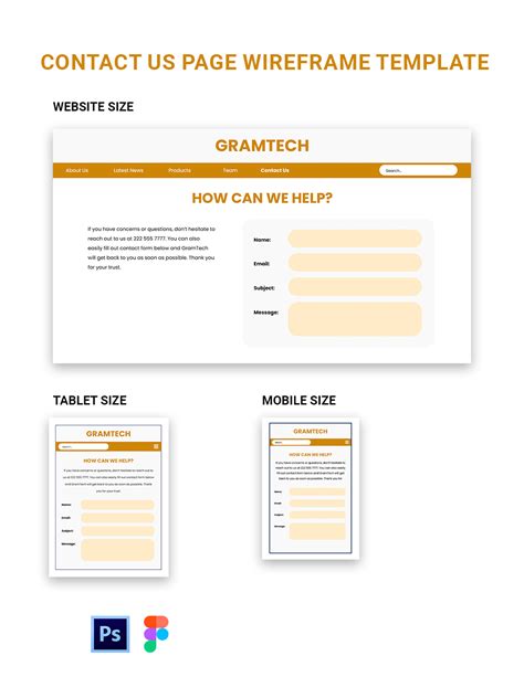 Contact Us Page Wireframe Template in PSD - Download | Template.net