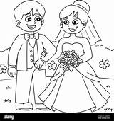 Wedding Groom And Bride Coloring Page For Kids Stock Vector Image & Art  sketch template