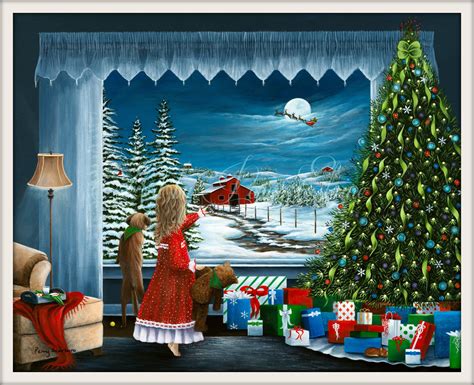 Limited Edition Print, Santa's Coming, Christmas Window Scene, Old Red ...