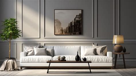 Premium AI Image | A living room with a white couch a white sofa a ...