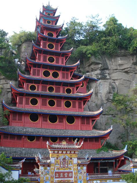 Shibaozhai Pagoda, about 32km from the county town of Zhongxian in ...