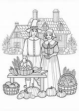 Pilgrims Welcoming Thanksgiving Traditions Coloring Page  Free & Printable sketch template