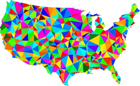 Clipart - Flat Shaded Low Poly America USA Map
