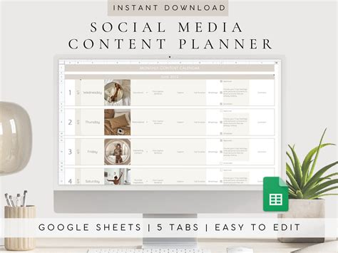 Google sheets content planner social media calendar digital social ...