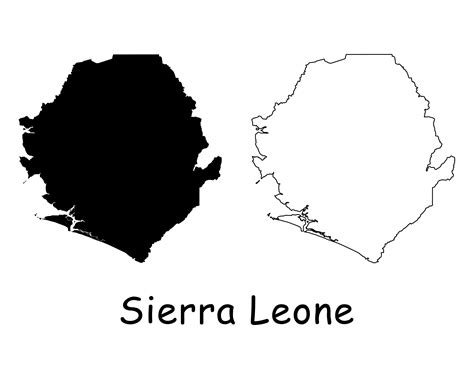 Sierra Leone Map Black and White Detailed Solid Outline Line - Etsy