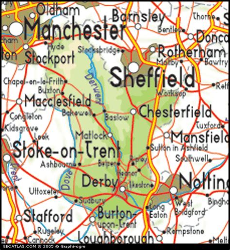 Map of Derbyshire, England, UK Map, UK Atlas