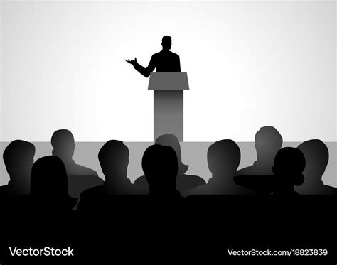 Man giving a speech on stage Royalty Free Vector Image
