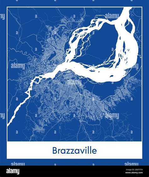 Brazzaville Republic of the Congo Africa City map blue print vector illustration Stock Vector ...