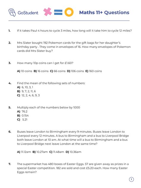 11+ Maths Questions & Downloadable Worksheet | GoStudent