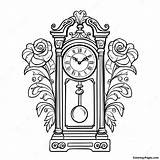 Elegant Grandfather Clock Coloring Page  Pagescom sketch template