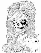 Zombie Girl Coloring Page sketch template