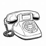Download Vintage Black And White Drawing Of Old Fashioned Telephone  sketch template