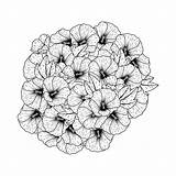 hollyhock Flower Doodle Clip Art coloring Page With Decorative  sketch template
