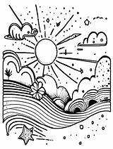 Beautiful Sky Coloring Page · Creative Fabrica sketch template