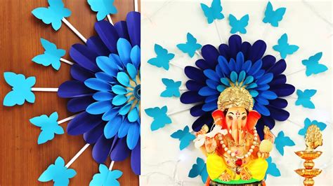 गणपत ड क र शन Ganpati Decoration With Giant Paper Flower Eco Friendly Ideas You