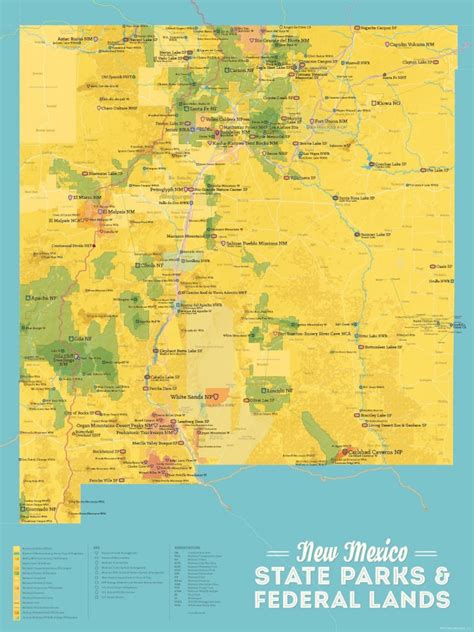 New Mexico State Parks & Federal Lands Map 18x24 Poster - Etsy