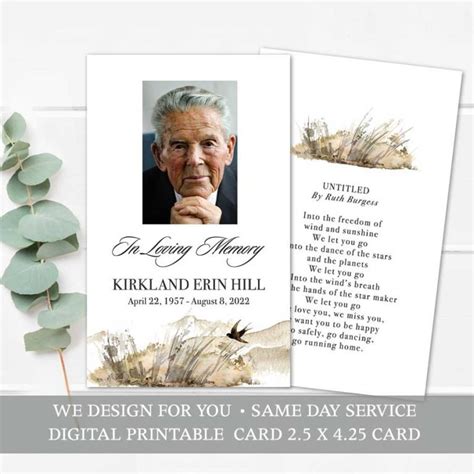In Loving Memory Card Printable Template Customized for you to Print