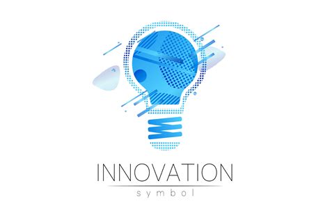 Logo sign of innovation in science. Lamp symbol for concept,