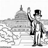 US President And The Capitol Hill On Presidents Day Coloring Page  sketch template
