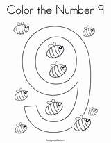 Number 9 Coloring sketch template