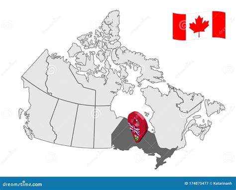 Location of Ontario on Map Canada. 3d Ontario Location Sign. Flag of ...