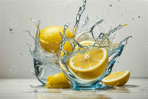 Photo of sliced Lemon with water splashes isolated on white background. Pro Photo 29474433 Stock ...