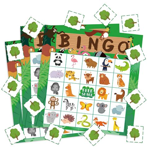 Buy WATINC 41pcs Jungle Animals Bingo Game, Tropical Summer Party Games ...