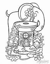 Kids coloring Page With Cartoon House Elephant And spool Of Posters  sketch template