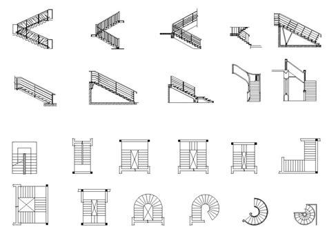 Different staircase structure CAD block layout file in autocad format ...