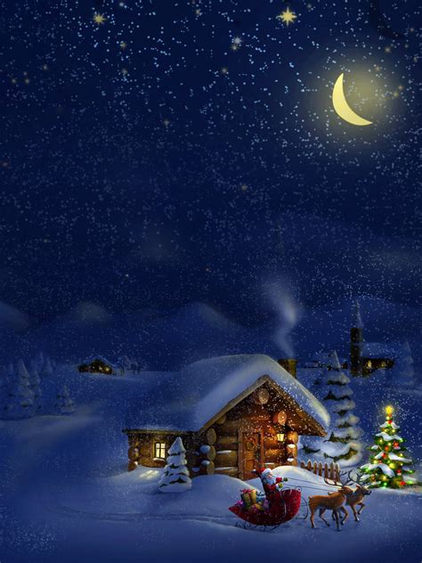 Night Scene Merry Christmas Background Wallpaper Image For Free ...