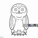 Easy Coloring Cartoon Vector Illustration Of A Snowy Owl Stock  sketch template
