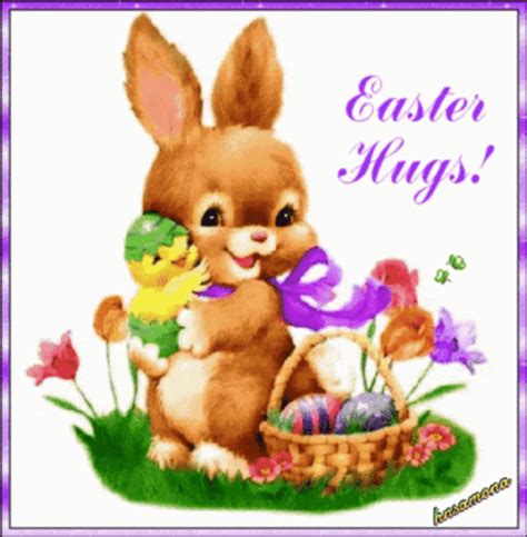 Cute Easter Bunny Hugs GIF | GIFDB.com