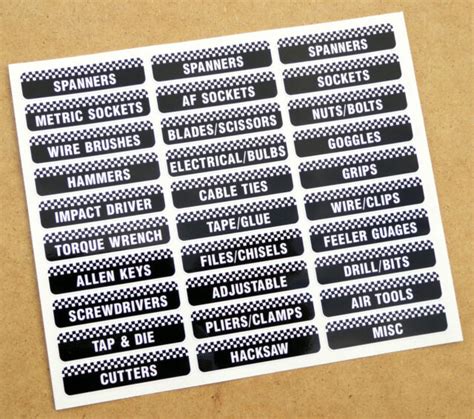 Toolbox Tool Chest Drawer Label Stickers Decals Identify Your Workshop Tools | eBay