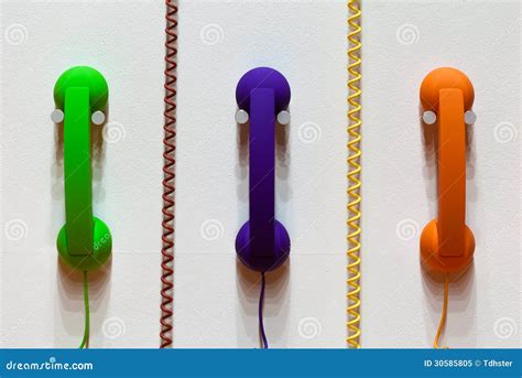 Color Phones and Phone Cords Stock Image - Image of talk, blue: 30585805